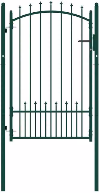 Berkfield Home Green Steel Spiked Swing Fence Gate, W: 100 cm, H: 150 cm