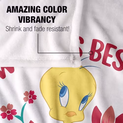Warner Bros. Looney Tunes Tweety Worlds Best Mom Super Soft Silky Touch Fleece Throw Blanket, Multicolour, W/D/H: 91 x 147 cm – 2