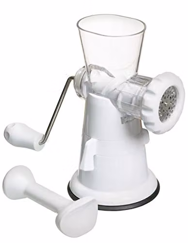 KitchenCraft White Plastic and Stainless Steel Meat Mincer with Suction Clamp, W: 25 cm, D: 17 cm