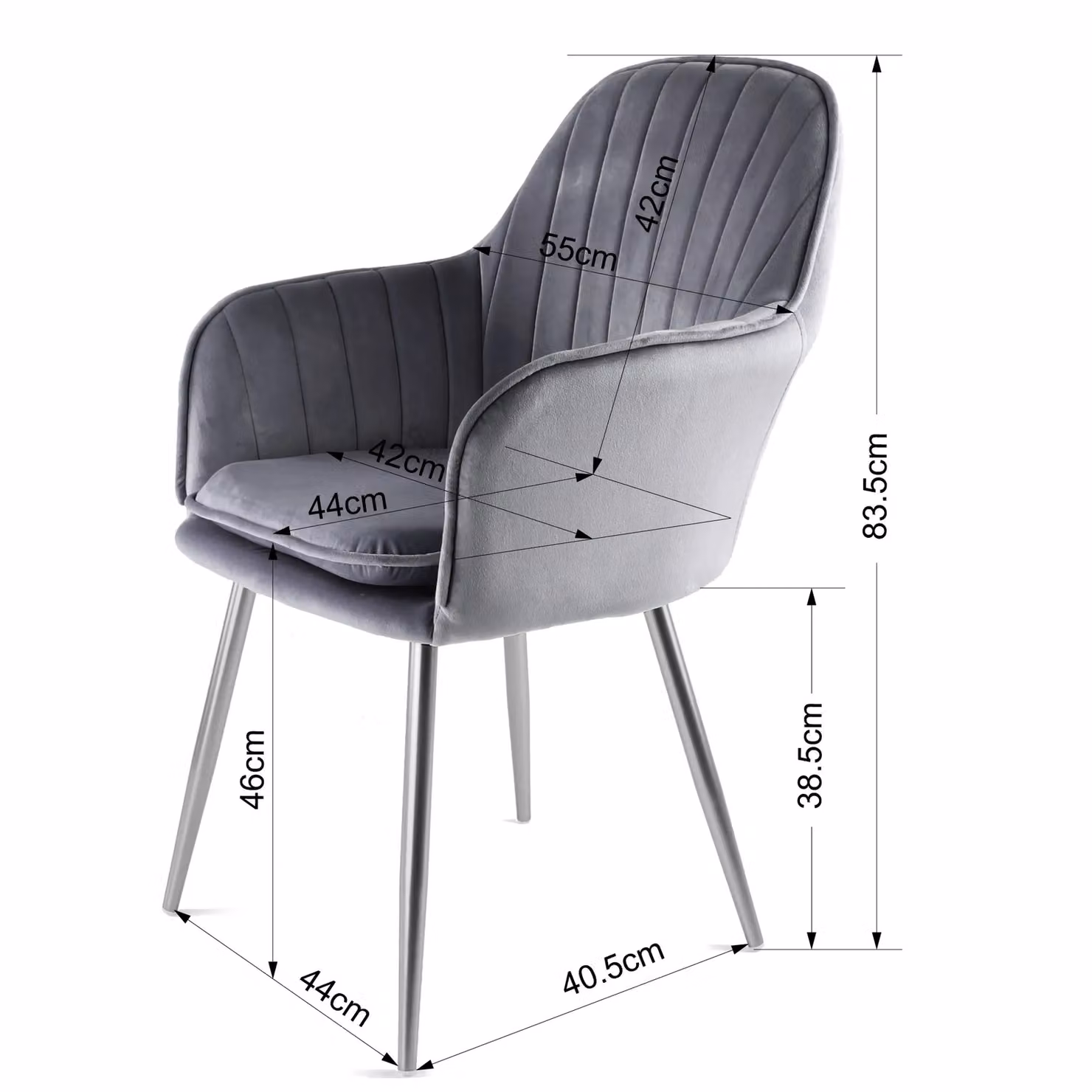 Genesis Muse Modern Velvet Accent Chair in Grey – 2