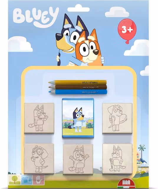 Bluey Multiprint 5 Stamps Kids Craft and Stationery Set in Blue and Multicolour