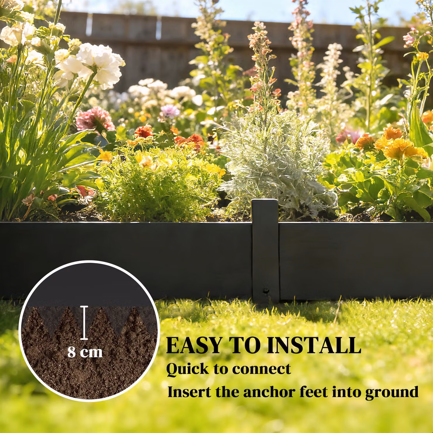 Outsunny 5-Piece Metal Picket Garden Fence Panels, Black, H x W: 115 x 20 cm – 4