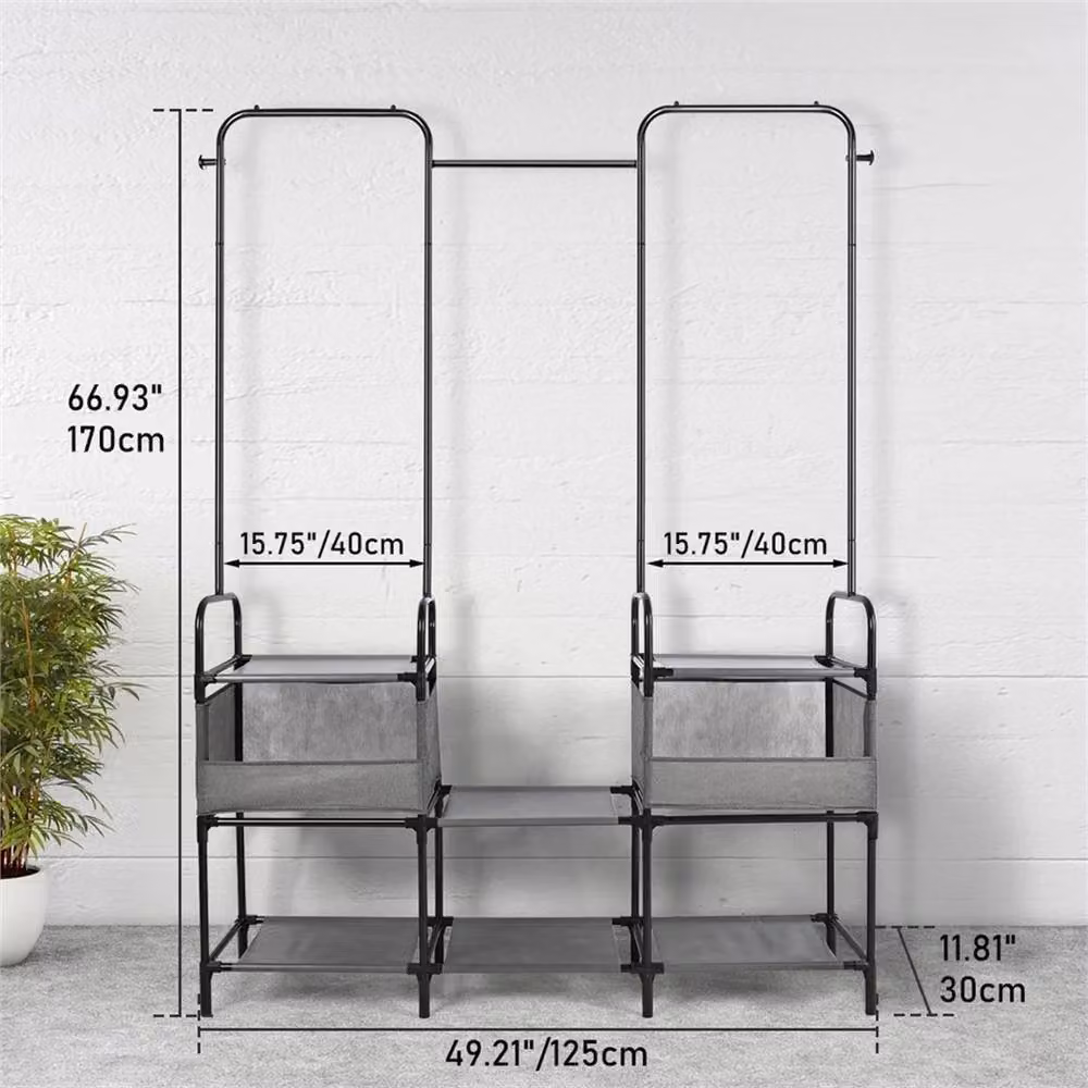 Nordara Black Heavy Duty Metal Clothes Rail and Open Wardrobe Garment Rack – 2