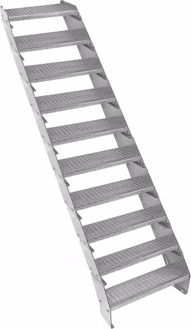 Monster Shop Adjustable Galvanised Steel Stairs in Silver, Width: 60 cm