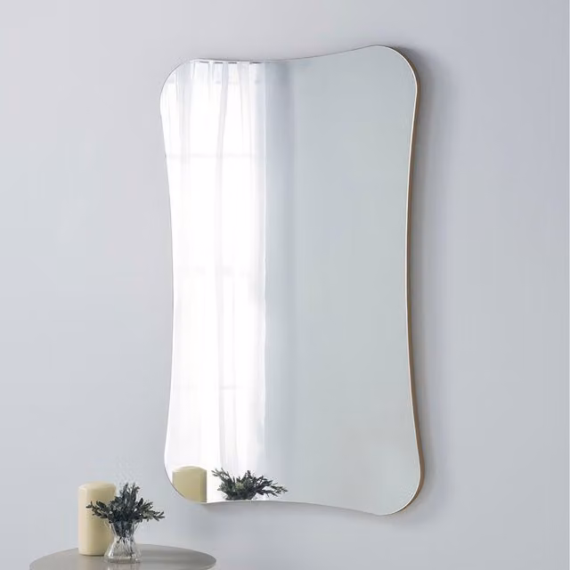 Yearn Barnsbury Curved Organic Gold Wall Mirror, Diameter: 60 cm