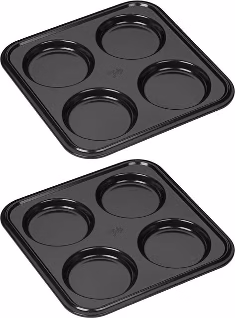 Tala 2 Piece Non-Stick Carbon Steel Round Yorkshire Pudding Muffin Trays, Black