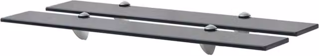 Berkfield Home Black Glass Floating Shelves, 2 Pack, W: 70 cm, D: 20 cm