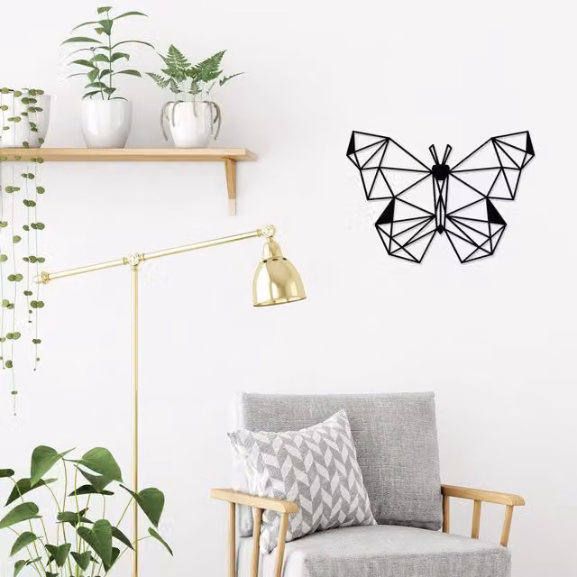 Decortie Butterfly Metal Wall Art Decorative Object, Black, W/H: 50 x 35 cm