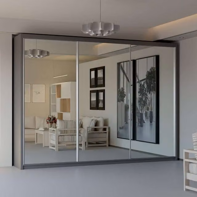 Sliding Wardrobes 4U Modern Double Sliding Door Wardrobe in Grey, W: 250 cm, H: 217 cm – 1