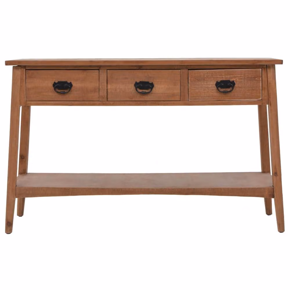 Berkfield Rustic Solid Fir Wood Console Table, Brown, W: 126 cm, D: 40 cm, H: 77.5 cm – 2