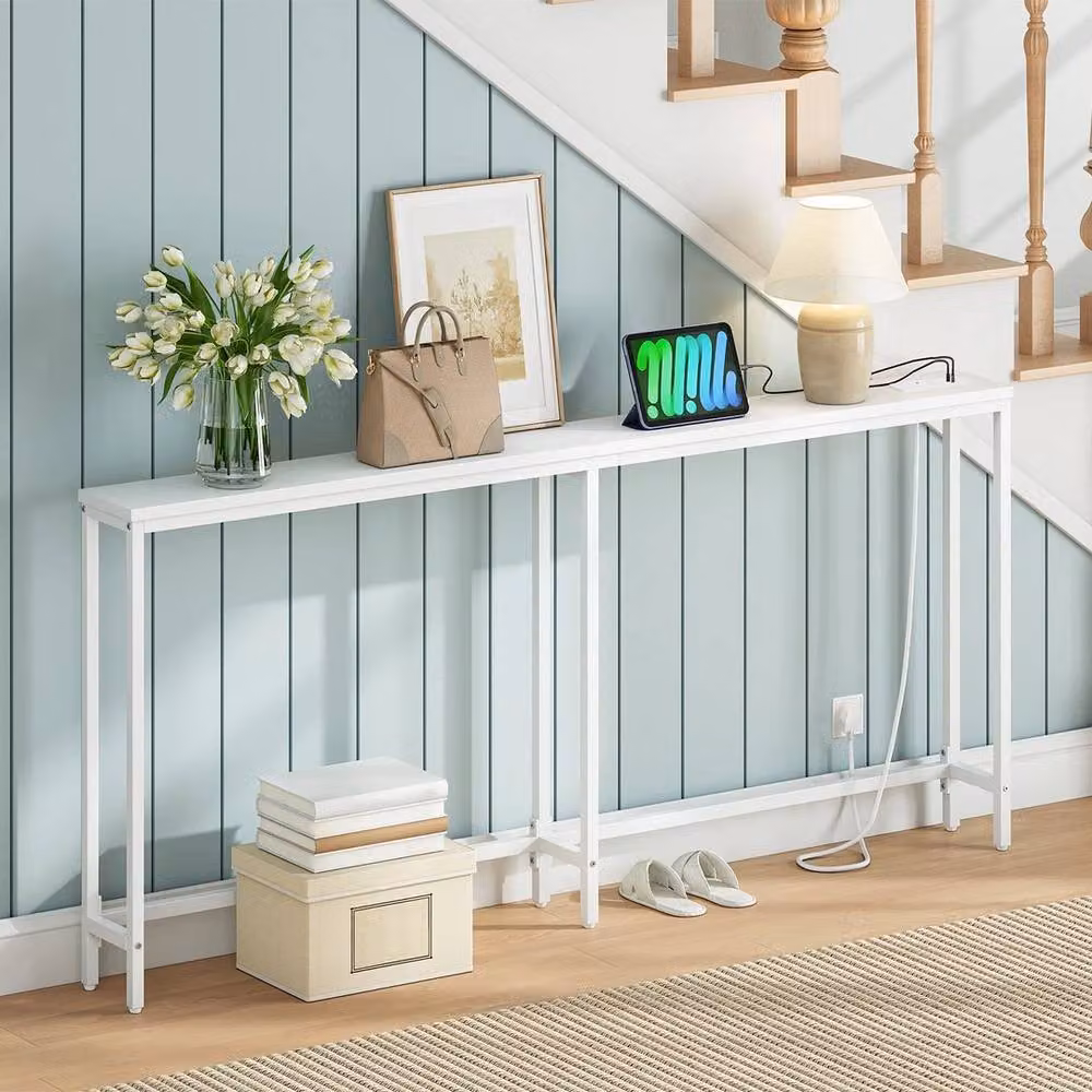 SPETLEK Minimalist White Metal Hallway Table W/D/H: 80 x 15 x 15 cm – 2