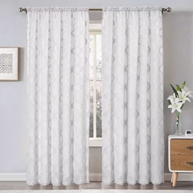 Intimates Shabby Chic Tuft Voile Panel in White, Width: 121.92 cm