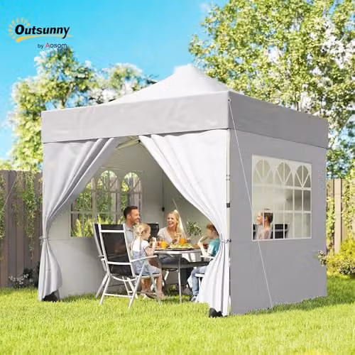 Outsunny Pop Up Gazebo with Sidewalls and Windows, UPF 50+, Silver Grey, W/D/H: 300 x 300 x 240 cm – 2