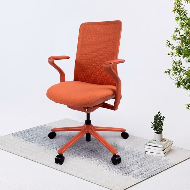 FlexiSpot BS13 Ergonomic Office Chair in Red with Armrests and Breathable Knitted Mesh Fabric