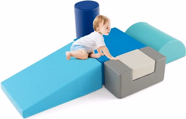 Costway Blue Foam Stacking Climbing Blocks for Toddlers