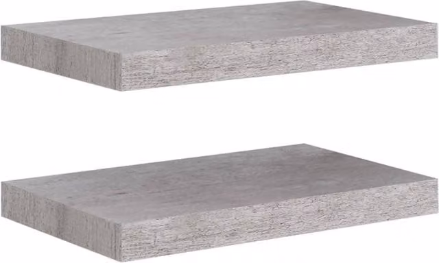 Berkfield Home Floating Wall Shelves, 2 Piece Set, Concrete Grey MDF and Metal, W: 40 cm, D: 23 cm, H: 3.8 cm
