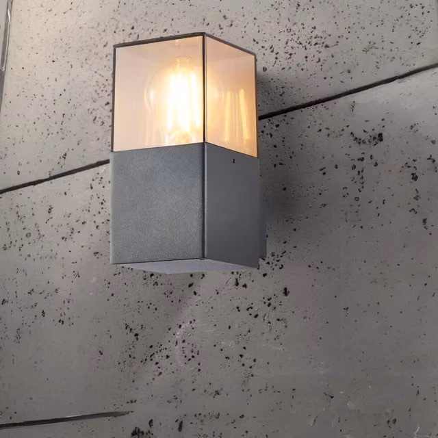 CGC Amara Anthracite Grey Outdoor Wall Light with Smoked Glass Diffuser
