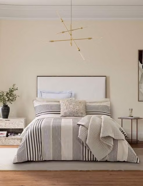 Bedeck of Belfast Alba Maira Reversible Double Face Quilted Cotton Throw in Sand and Beige