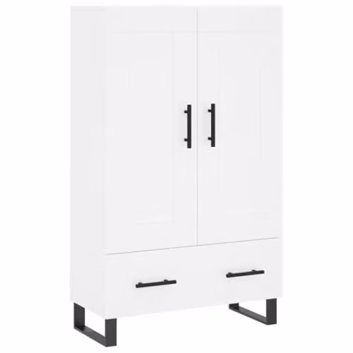vidaXL Modern White Highboard with Hinged Doors and Drawers, W/D/H: 69.5 x 31 x 115 cm