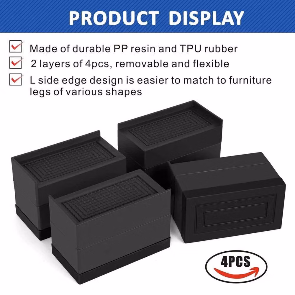 FORGEVIO Black Heavy Duty 3 Inch Bed Risers, 4 Piece Set – 3