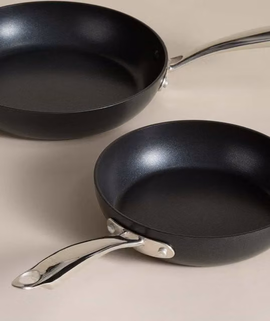 M&S 2 Piece Non-Stick Aluminium Pro Frying Pan Set, Black
