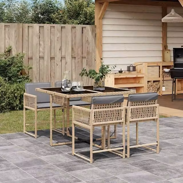 Berkfield Home Garden Dining Set in Beige, Black and Grey – 1