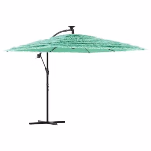 vidaXL Garden Parasol with Steel Pole and Polyester Canopy, Green, W: 246 cm, D: 246 cm, H: 230 cm – 1