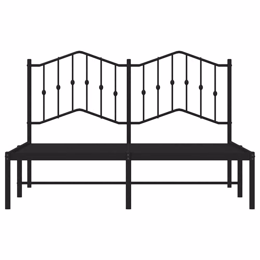 Berkfield Home Metal Bed Frame with Headboard in Black, W: 135 cm x D: 190 cm – 3