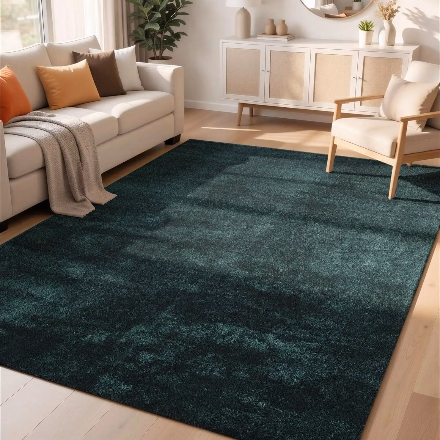 Desire Rugs Plain Round Washable Non-Slip Area Rug, Green, Diameter: 100 cm – 4