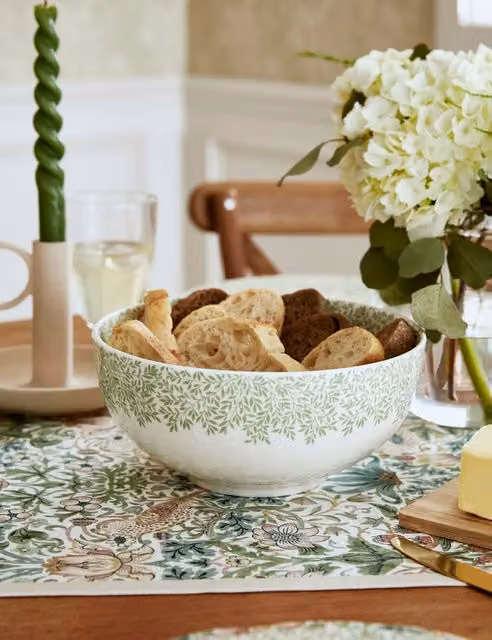 Morris & Co. Standen Floral Ceramic Serving Bowl, Green