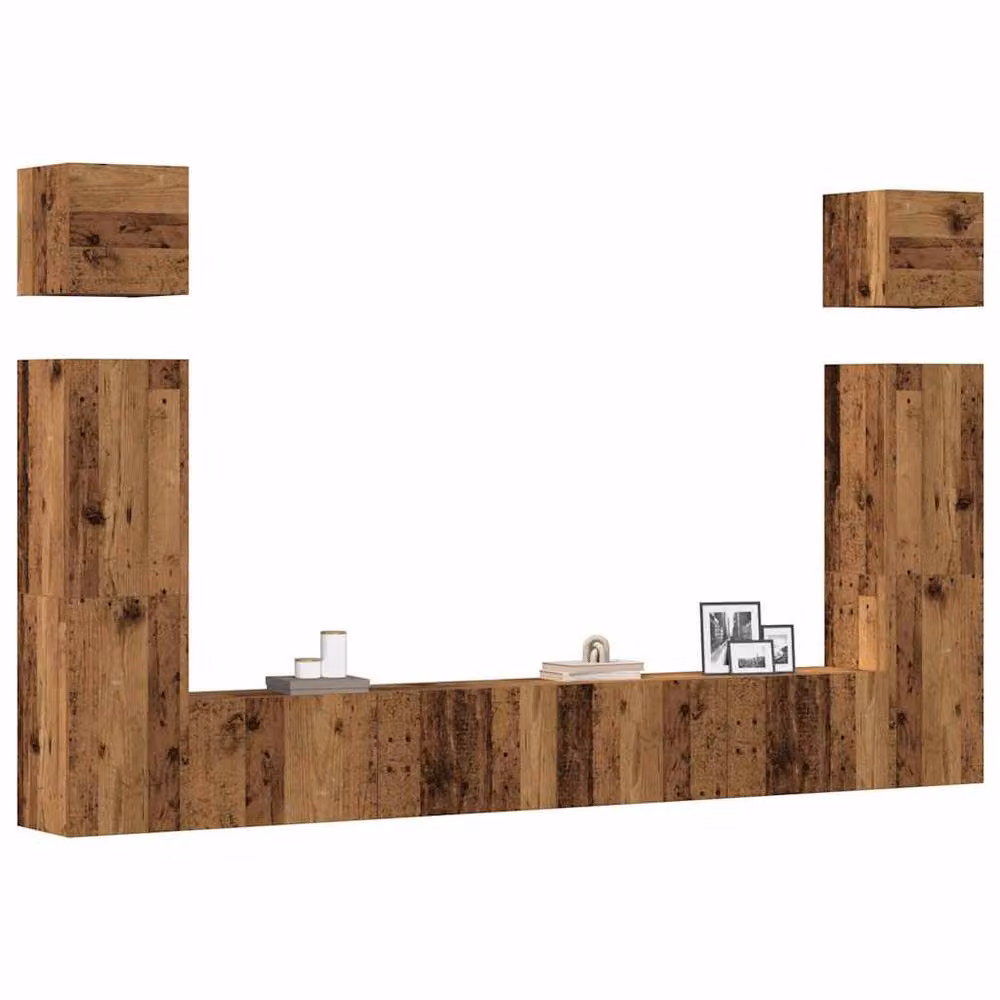 Berkfield Home Classic 6 Piece Wall-mounted TV Cabinet Set in Brown Engineered Wood – 2