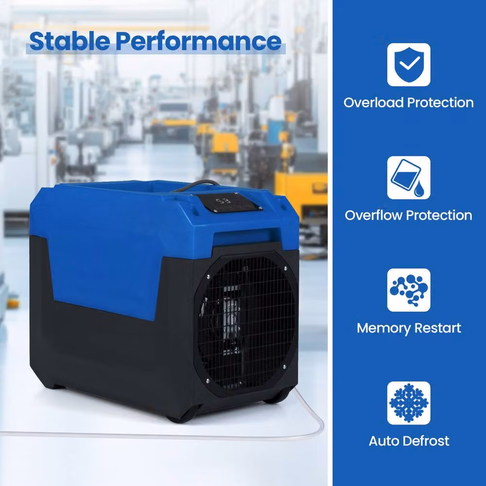 Costway Commercial Industrial Dehumidifier with Pump, 60L/Day, Blue – 7