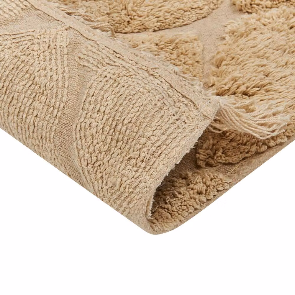 Wyld and Coco Hand-Tufted Cotton Moroccan Geometric Rug in Beige with Fringes, W: 160 cm, L: 230 cm – 2