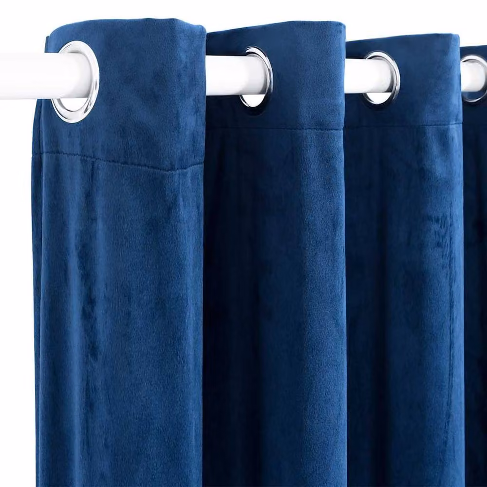 Berkfield Home Blackout Velvet Curtain in Blue, W: 290 cm, H: 245 cm – 4
