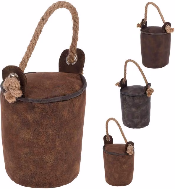 Geezy Heavy Weighted Faux Leather Door Stop Cube with Handle, Brown