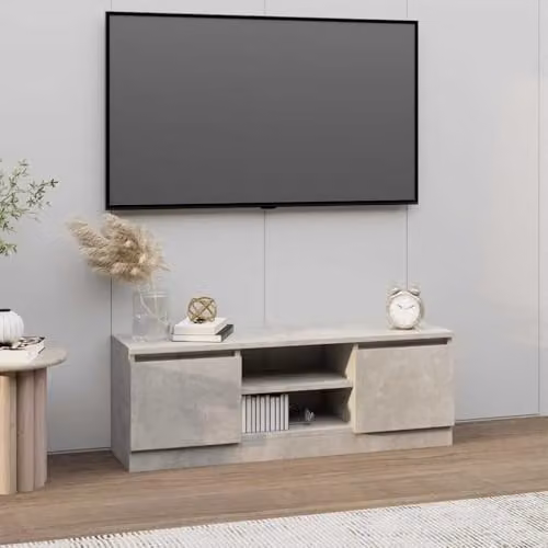 vidaXL TV Cabinet with Door in Concrete Grey, W: 102 cm, D: 30 cm, H: 36 cm – 2