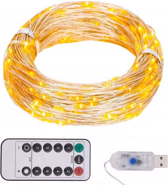 Berkfield Home Warm White LED String Light with 150 LEDs and Remote Control, 15 m, Copper – 1