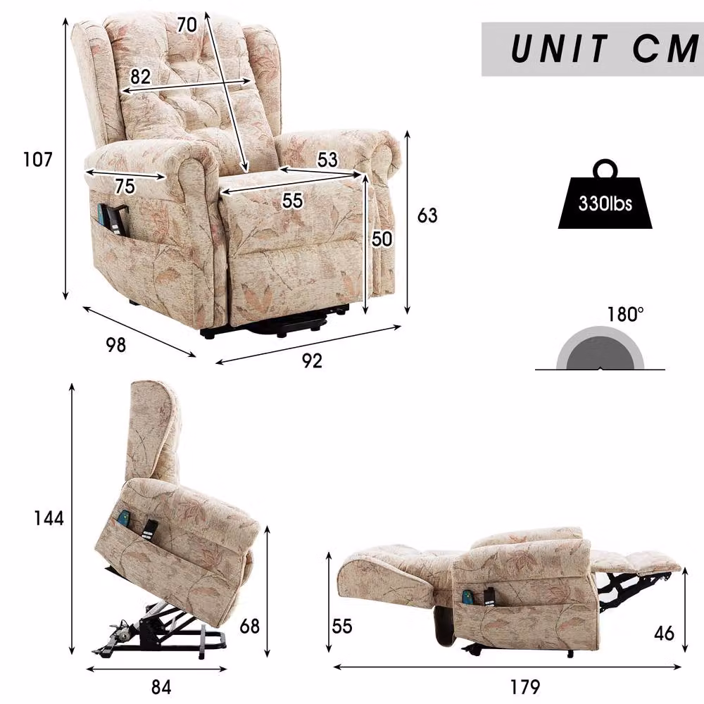 Merax Infinite Position Power Lift Riser Recliner with Massage and Heat in Beige – 2