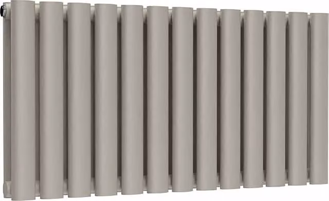 Lux Heat Oval Horizontal Double Radiator in Dune Grey, W: 78.0 cm, H: 40.0 cm