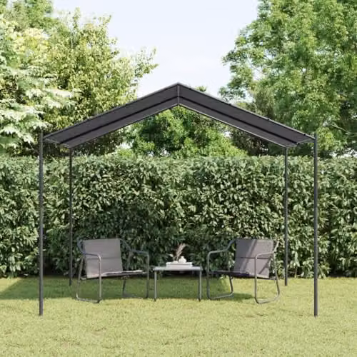 vidaXL Gable Canopy Tent in Anthracite, W/D/H: 300 x 300 x 250 cm, Steel and Polyester – 2