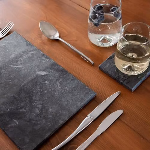 Argon Tableware Black Natural Marble Rectangular Placemats, Pack of 4, W: 30 cm, D: 20 cm – 5