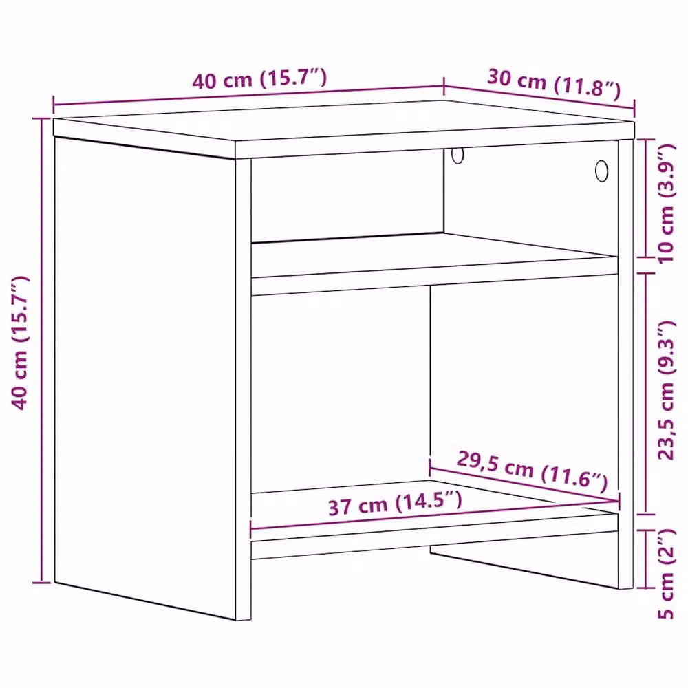 Berkfield Home Black Oak Bedside Cabinet W/D/H: 40 x 30 x 40 cm – 6