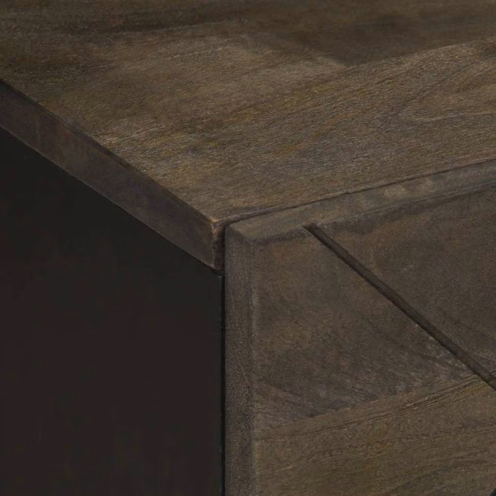 Berkfield Home Set of 2 Black Mango Wood Bedside Cabinets W/D/H: 40 x 33 x 46 cm – 5