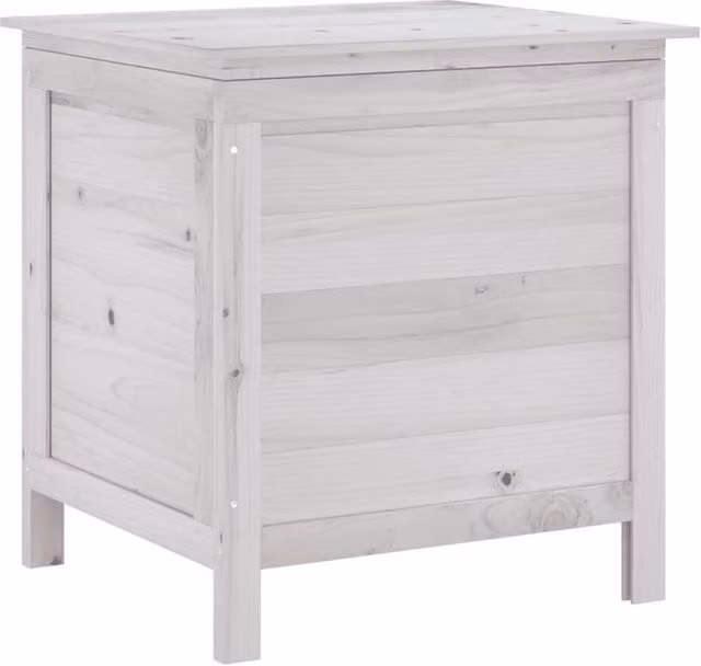 Berkfield Home Garden Storage Box in White Solid Wood Fir, W: 50 cm, D: 49 cm, H: 56.5 cm
