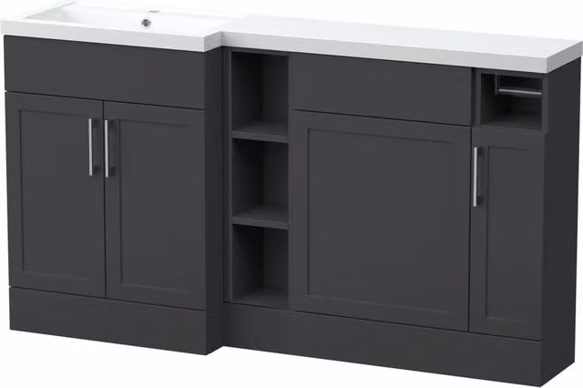 Balterley Pirehill Classic Corner Freestanding 3 Door Bathroom Unit in Matt Anthracite Grey, W: 150 cm