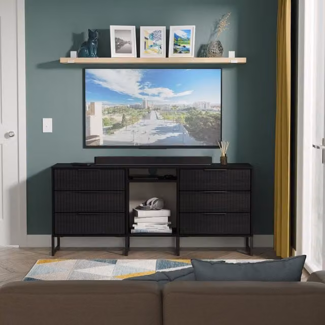 Ready Assembled 2 U Menai 6 Drawer Black Matt Modern Sideboard – 1
