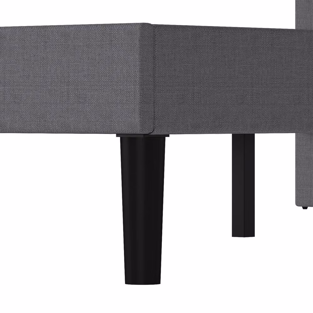 Levede Upholstered Fabric Bed Frame in Grey, W/D/H: 180 x 150 x 200 cm – 5