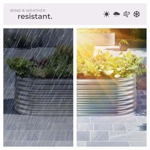 tectake Raised Garden Bed in Silver Galvanised Steel with 942L Capacity, W/D/H: 200 x 60 x 100 cm – 6