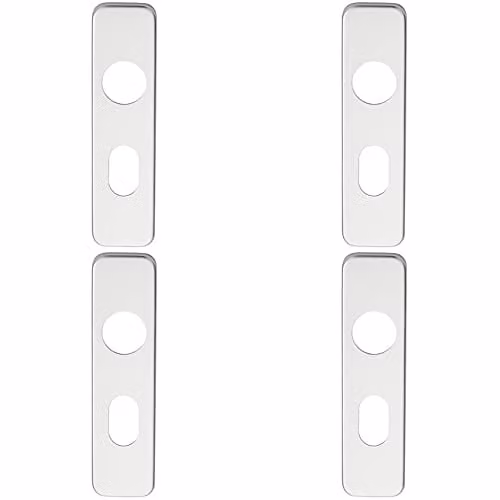 Loops 4 Pair Oval Backplate Door Handles for Safety Levers in Brushed Silver Aluminium, W: 154 mm x D: 40 mm