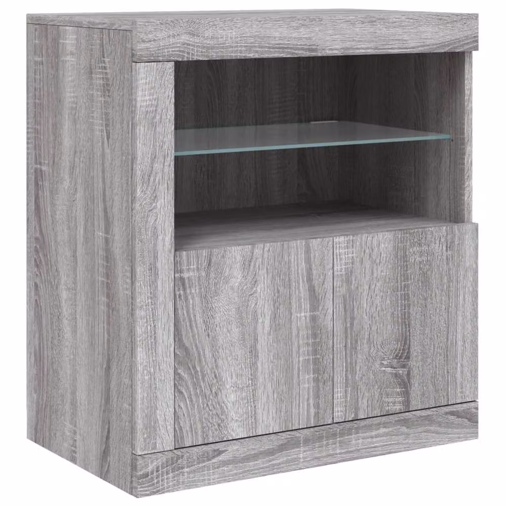 Berkfield Home Modern Sideboard with Integrated LED Lights in Grey Sonoma, W/D/H: 202 x 37 x 67 cm – 4